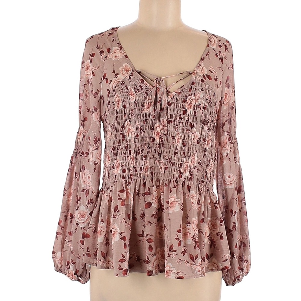 American Eagle Outfitters Pink Floral Long Sleeve Blouse Size XS